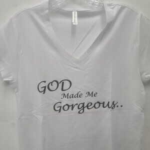 Woman Large Tshirt White Vneck